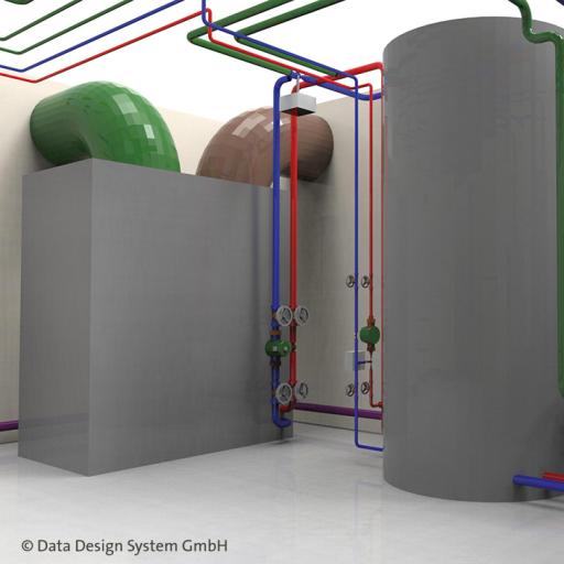 Heizungszentrale als 3D-Modell
